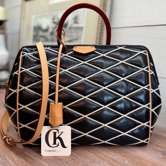 ❌❌𝑆𝑂𝐿𝐷❌❌Louis Vuitton Malletage Doc PM Black Quilted Leather Satchel Bag - Picture 1 of 1
